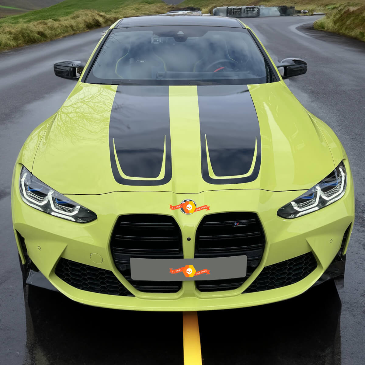 Autocollant vinyle rayures capot style CSL pour BMW M4 M3 G80 G82 G83 2021+
