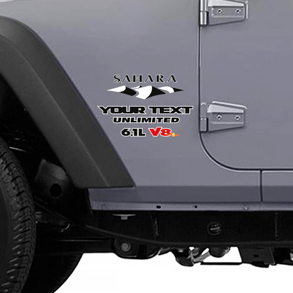 Autocollant latéral en vinyle style montagne Sahara 6.1L V8 pour Jeep Wrangler Unlimited