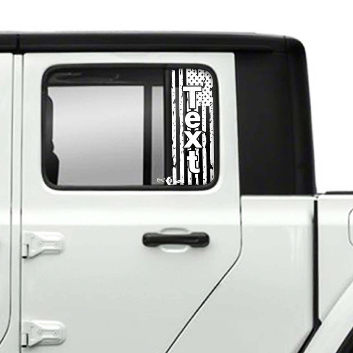 Paire Jeep Gladiator Portes Fenêtre USA Drapeau Détruit Autocollants Vinyle Graphiques
