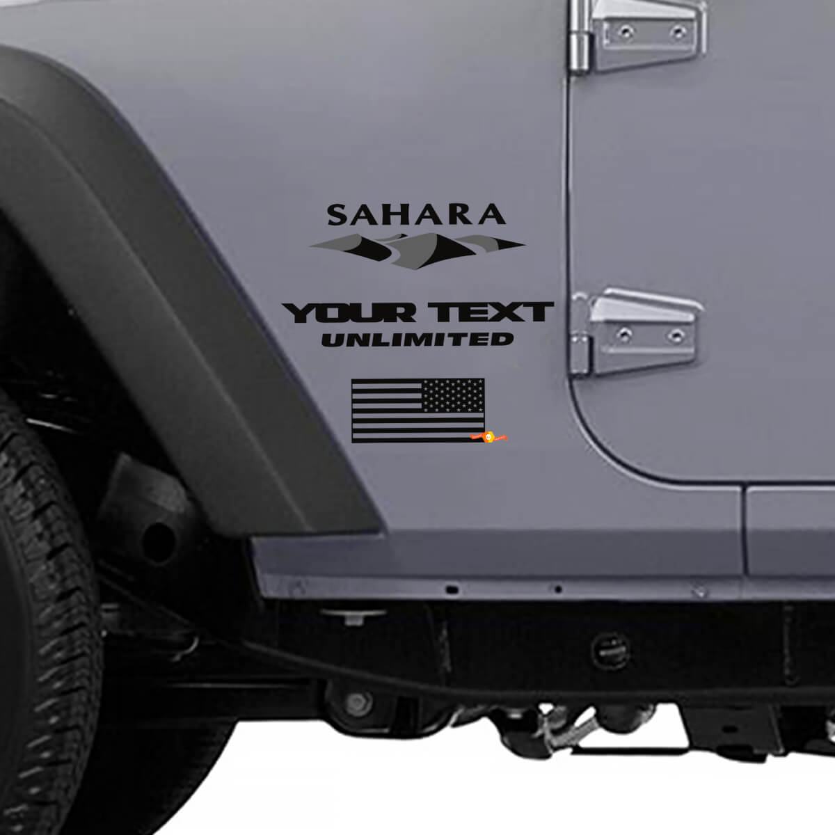 Autocollant vinyle latéral Dune de sable et drapeau américain pour Jeep Wrangler Unlimited