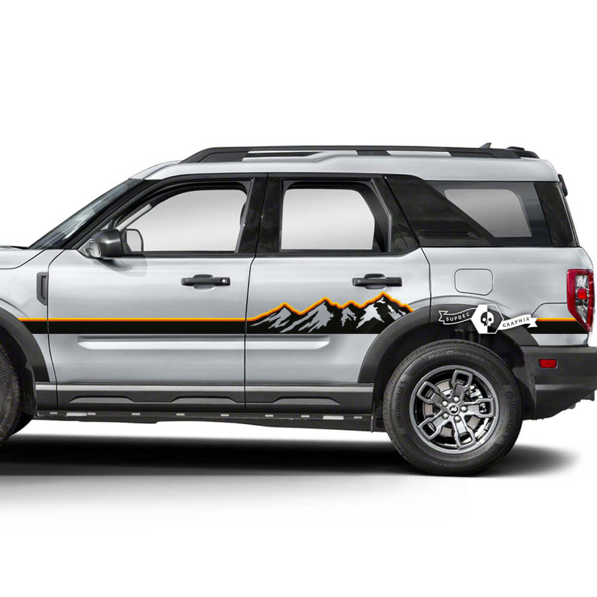 2x Ford Bronco Mountains Forest Doors Logo latéral Autocollants de ligne 2 couleurs
