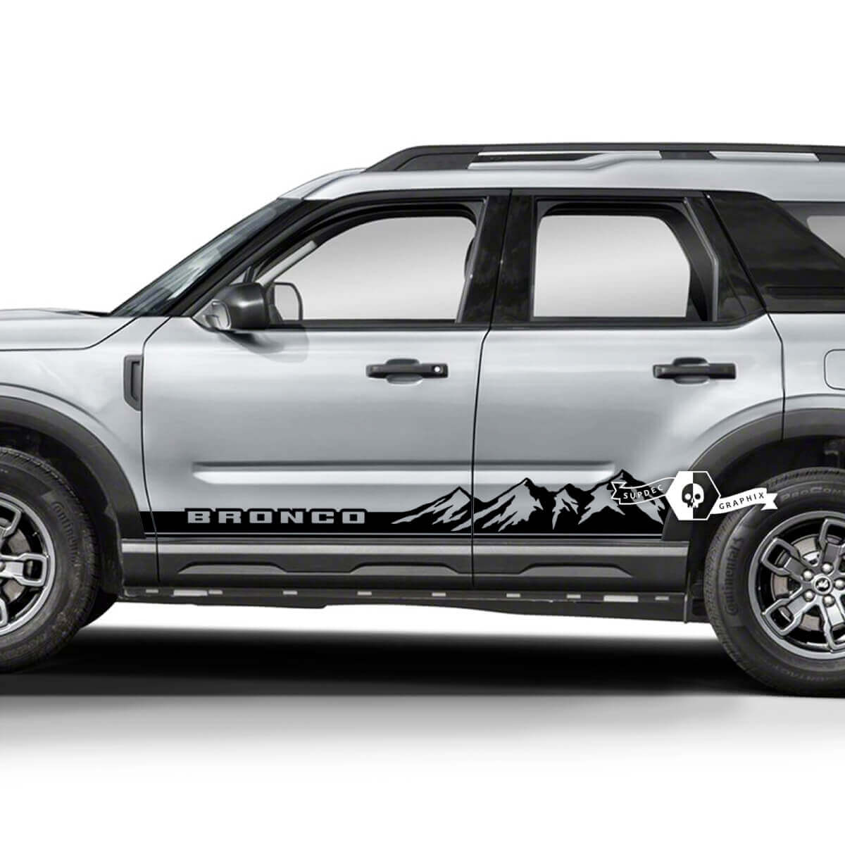 2x Ford Bronco Mountains Forest Rocker Panel Logo latéral Autocollants Autocollants
