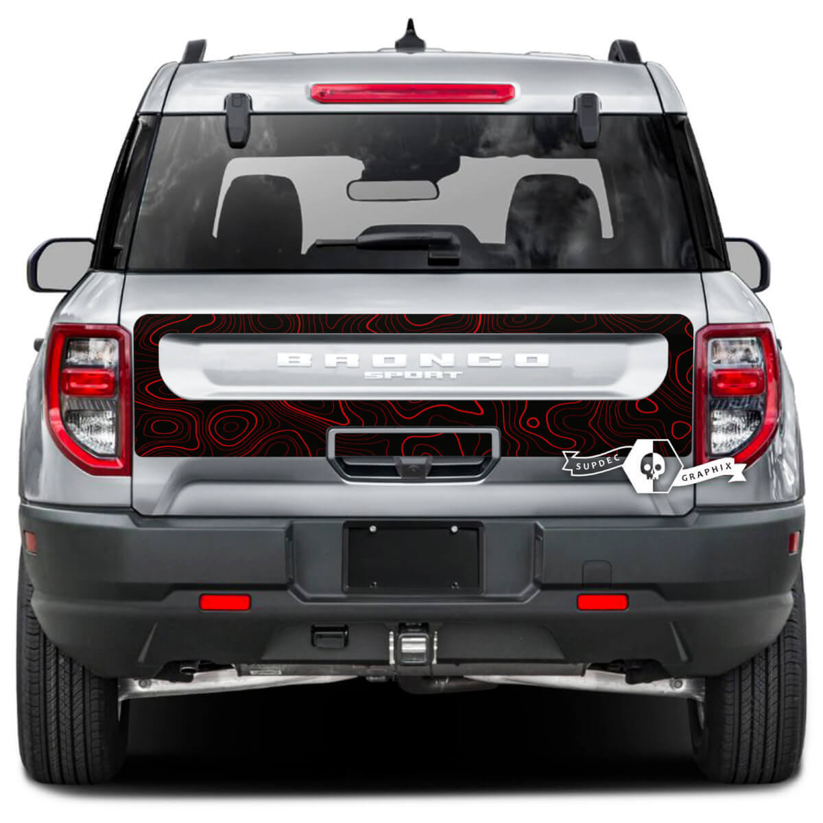 Autocollants vinyle carte topographique pour hayon Ford Bronco Sport