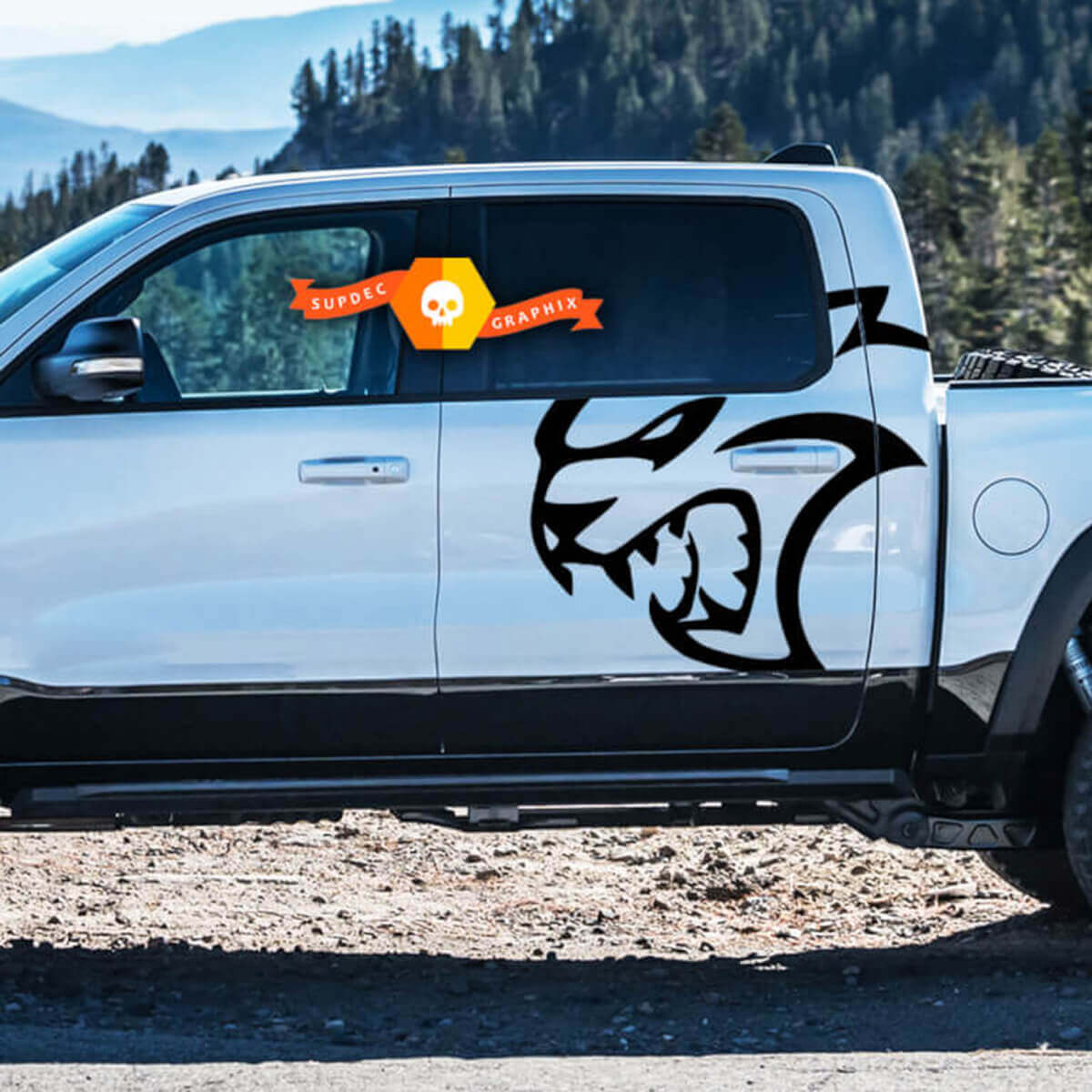 Kit d'autocollants vinyle latéraux logo Hellcat pour Dodge Ram 1500 TRX