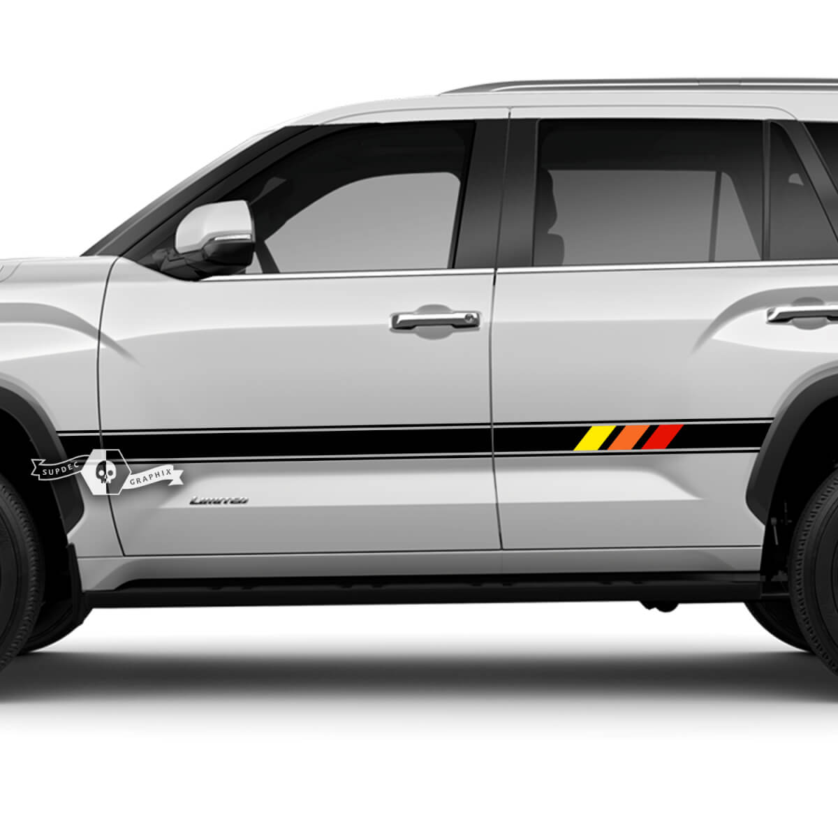 Paire Toyota Sequoia Portes Stripe Off Road Old School Sunset Logo Autocollants en vinyle Décalcomanie adaptée à Toyota Sequoia
