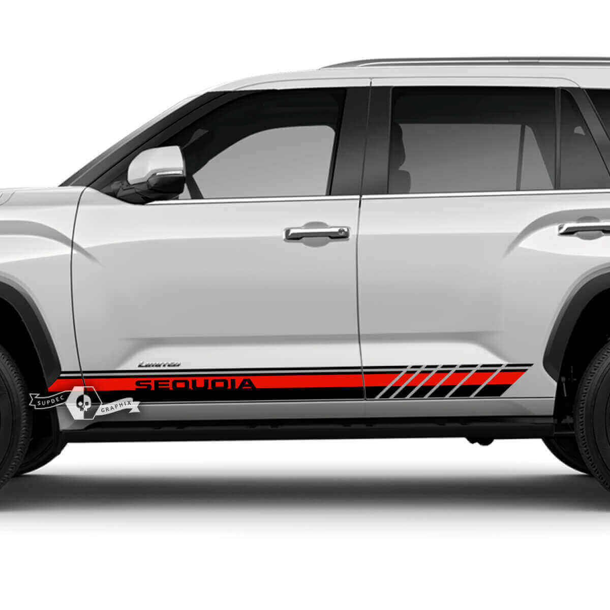 Kit de décalcomanies en vinyle à rayures damier pour bas de caisse Toyota Sequoia