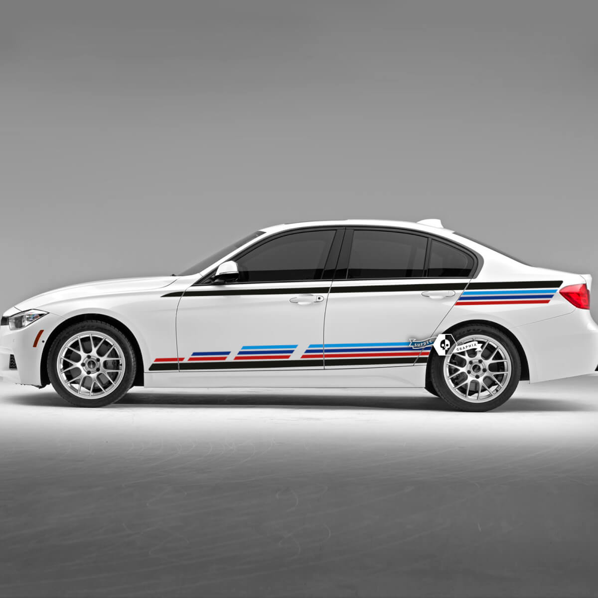Paire BMW Doors Up Side Stripes Rally Motorsport Trim Vinyl Decal Sticker F30 G20 M Couleurs
