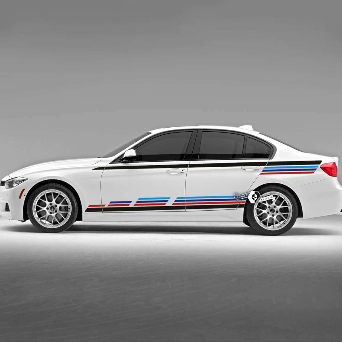 Paire BMW Doors Up Side Stripes Rally Motorsport Trim Vinyl Decal Sticker F30 G20 M Couleurs
