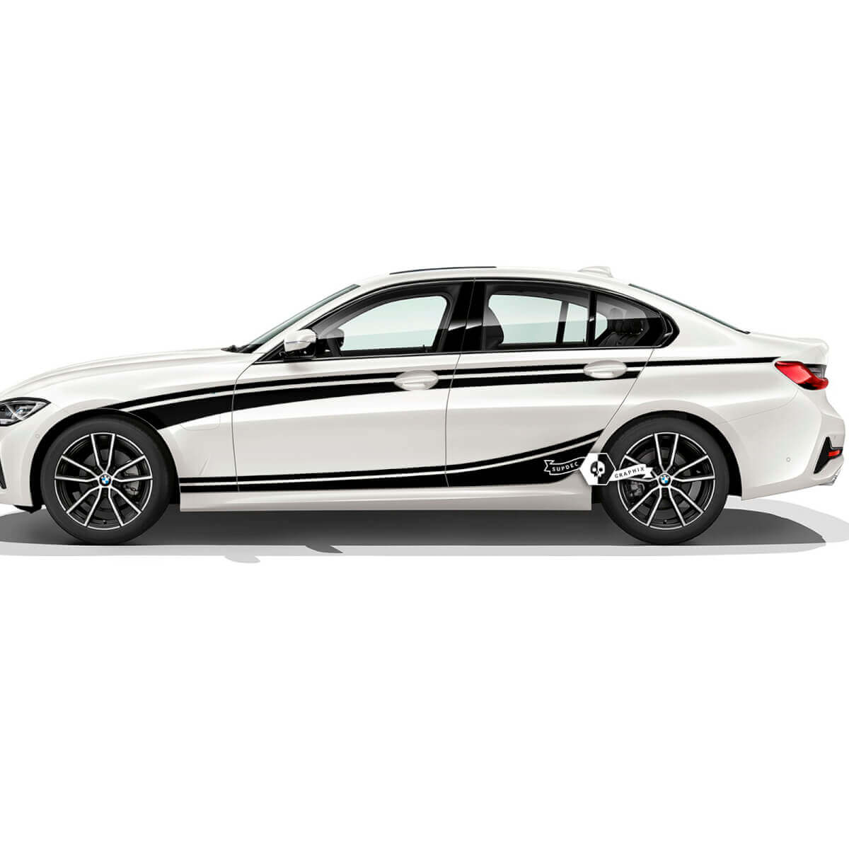 Paire BMW Portes Up Stripes Side Rally Motorsport Lines Et Rocker Panel Trim Vinyl Decal Sticker F30 G20
