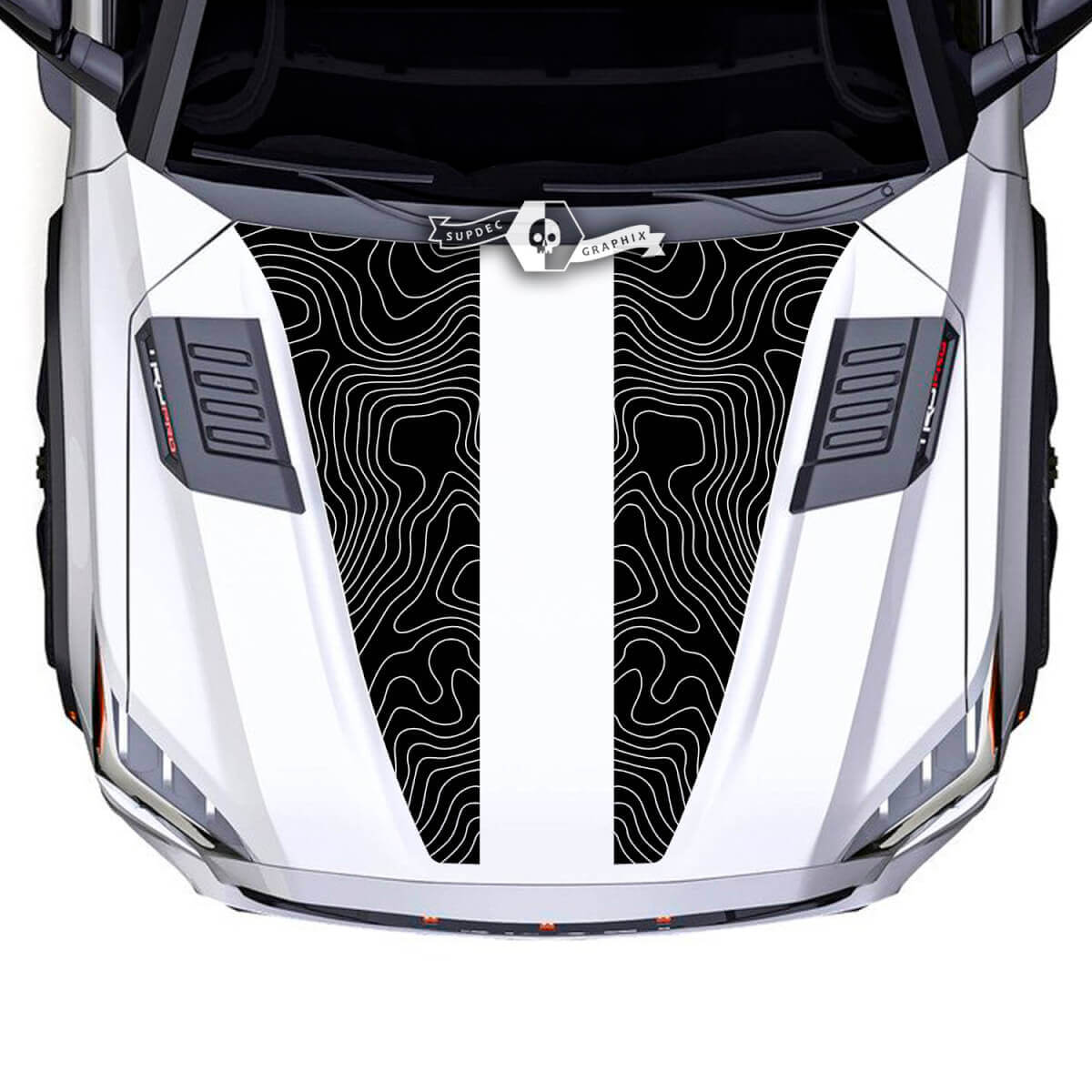 Toyota Sequoia Hood Carte topographique Double Split Vinyl Stickers Décalcomanie adaptée à Toyota Sequoia
