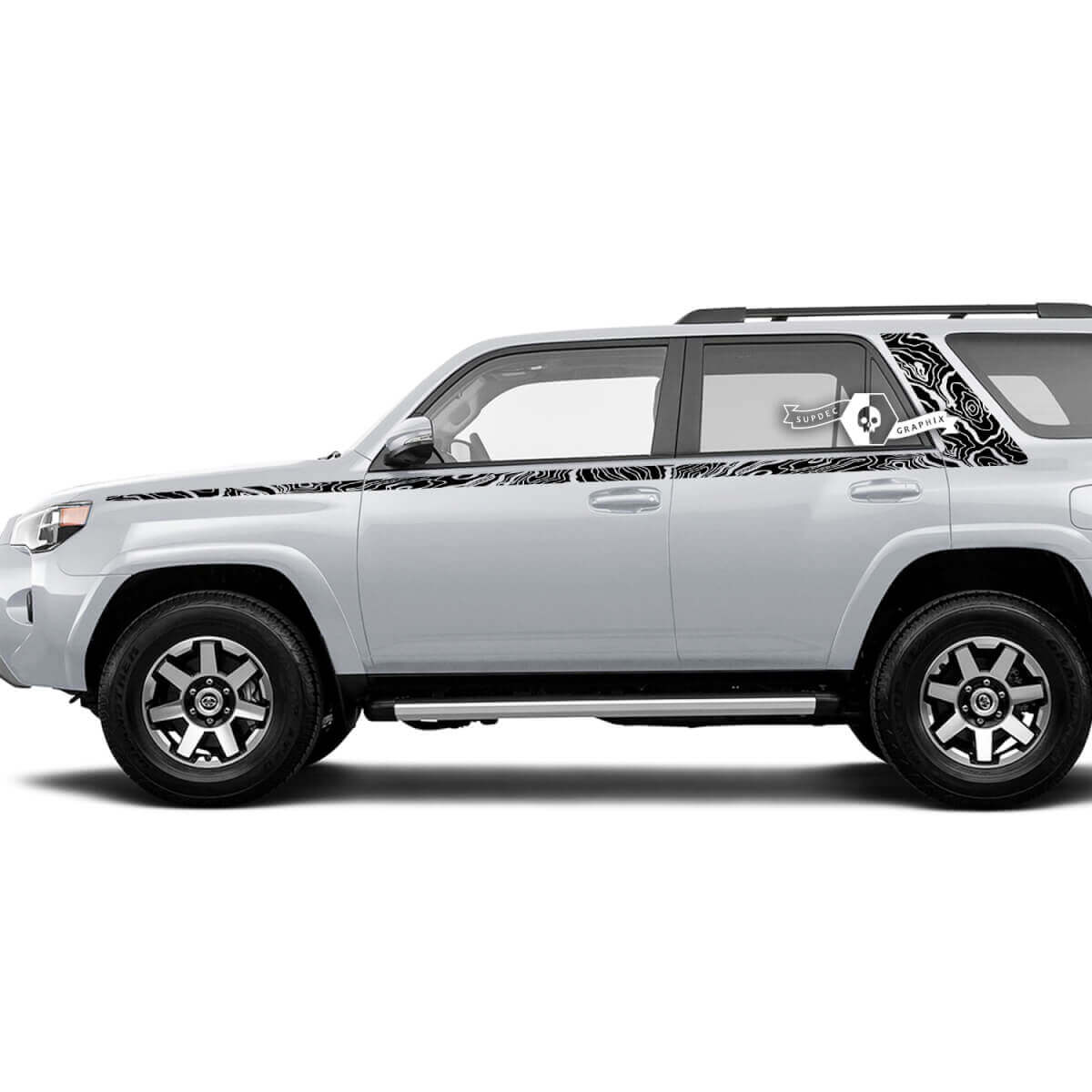 Autocollant Vinyle Latéral à Lignes de Style Topographique Pour Toyota 4Runner Gen 5