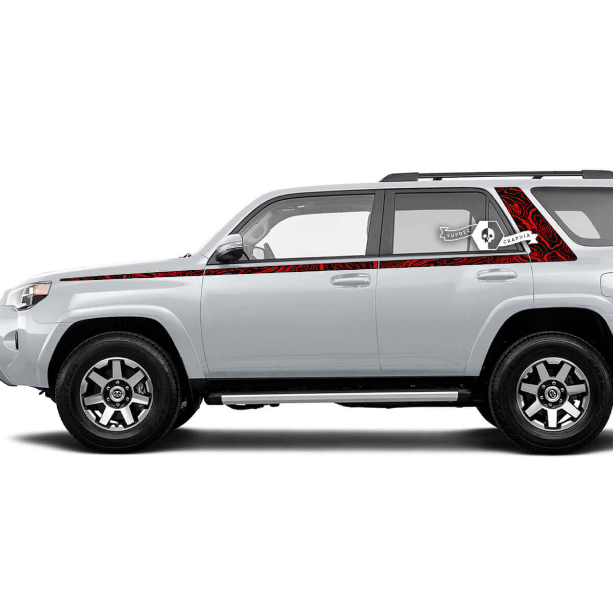 Autocollant Vinyle Latéral à Rayures Style Topographique Pour Toyota 4Runner Gen 5