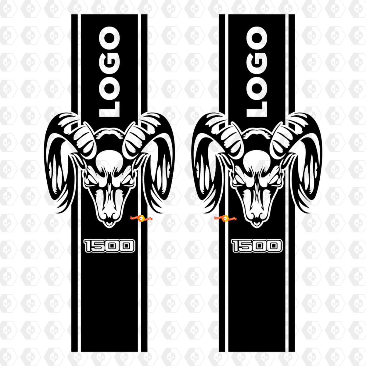 Autocollant graphique de logo à rayures Dodge Ram 1500 pour le côté arrière du camion en vinyle.
