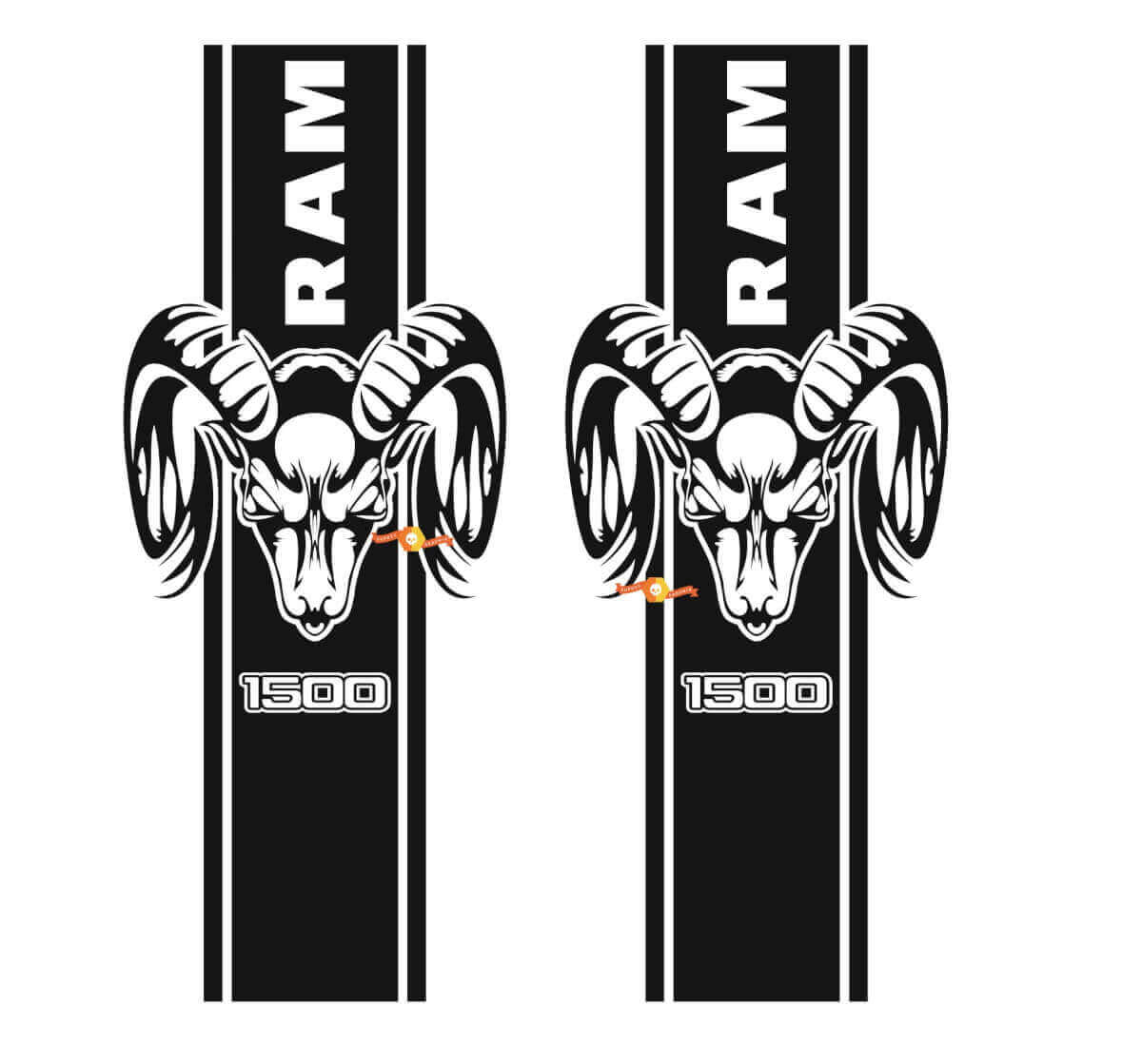 Autocollant graphique de logo à rayures Dodge Ram 1500 pour le côté arrière du camion en vinyle.

