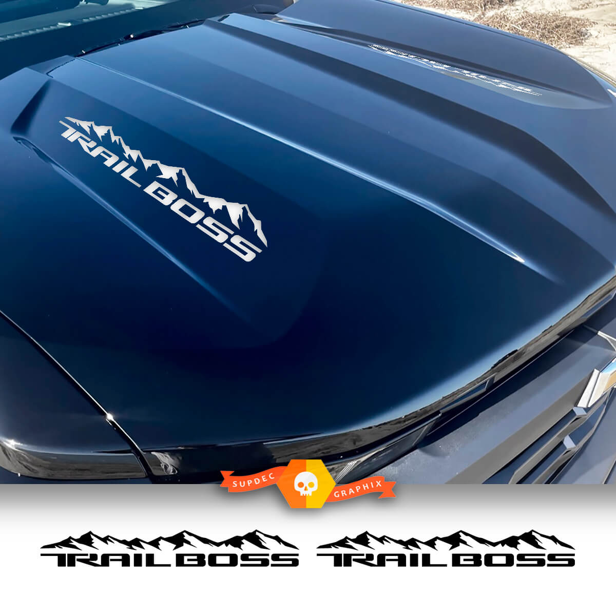 Paire Chevy Colorado Trail Boss Mountains Hood Spear Vinyl Decal Stickers
