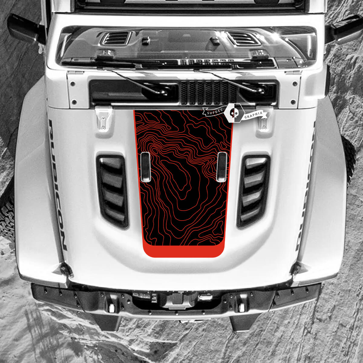 Jeep Wrangler capot décalcomanie militaire capot carte topographique Topo vinyle autocollants camion 2 couleurs
