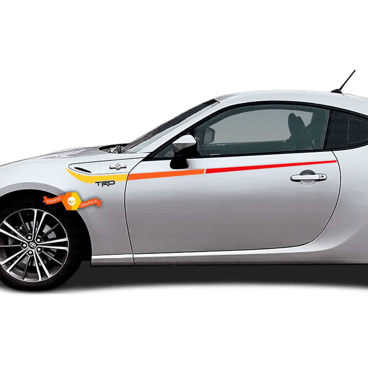Autocollant vinyle à bandes latérales style vintage TRD pour Toyota GT86