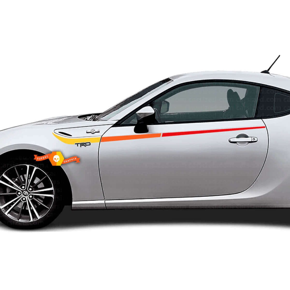 Kit d'autocollants en vinyle bandes latérales style vintage TRD pour Toyota GT86