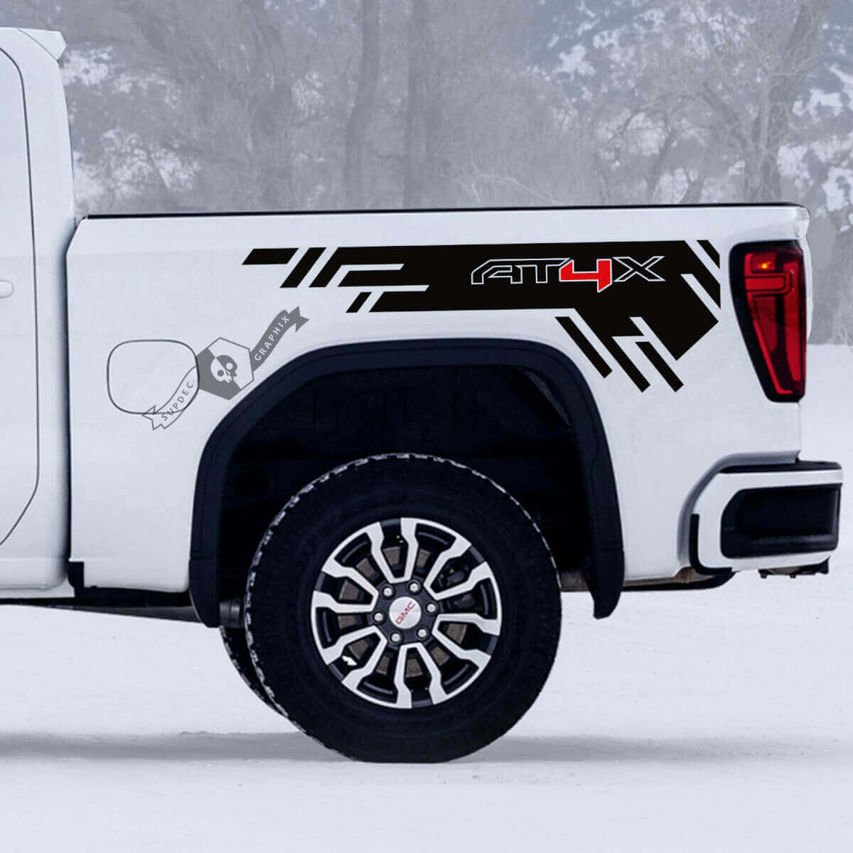 Ensemble d'autocollants vinyle latéraux de benne AT4X Off-Road pour GMC Sierra 1500