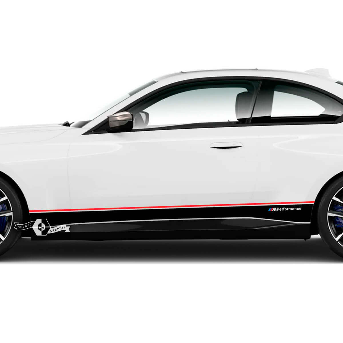 Paire BMW M2 M240 G42 F22 F87 M Performance panneau à bascule bandes latérales portes bande M vinyle autocollant autocollant 2 couleurs
