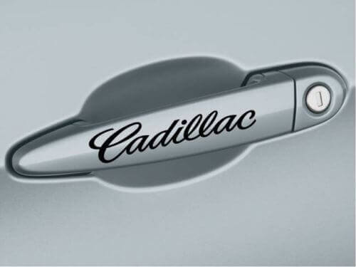 Paire de décalcomanies en vinyle pour poignée de porte Cadillac Script pour Cadillac