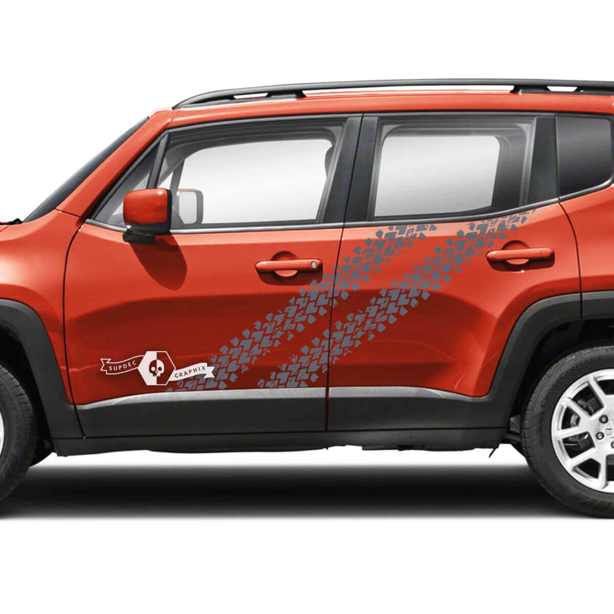 Paire Jeep Renegade Portes latérales Pneu Piste Graphique Vinyle Autocollants Autocollant
