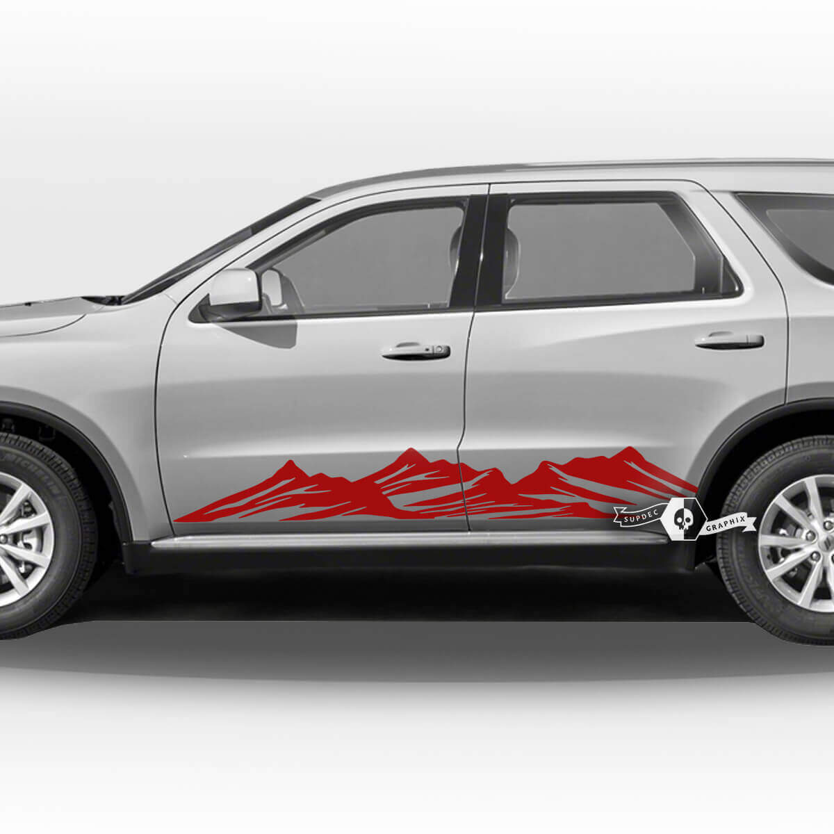 Paire Dodge Durango Portes latérales Rayures Panneau à bascule Montagnes Wrap Autocollants en vinyle
