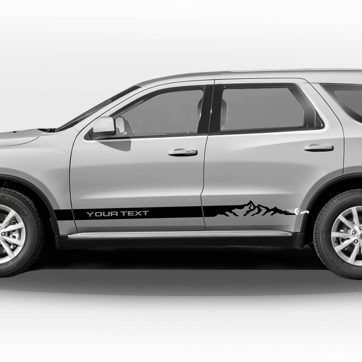 Paire d'autocollants vinyle bandes latérales style montagne pour Dodge Durango