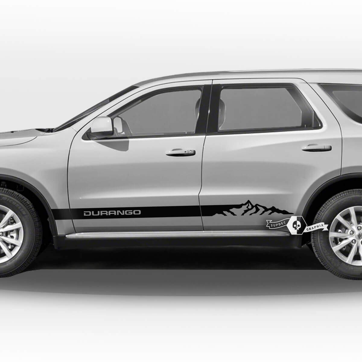 Paire Dodge Durango Portes latérales Panneau à bascule Montagnes Rayures Garniture Autocollants en vinyle
