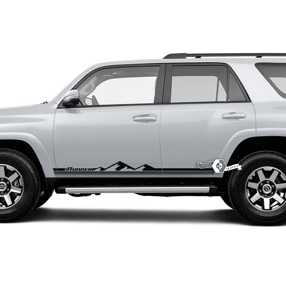 Autocollants en vinyle à fines lignes style montagnes pour bas de caisse Toyota 4Runner TRD