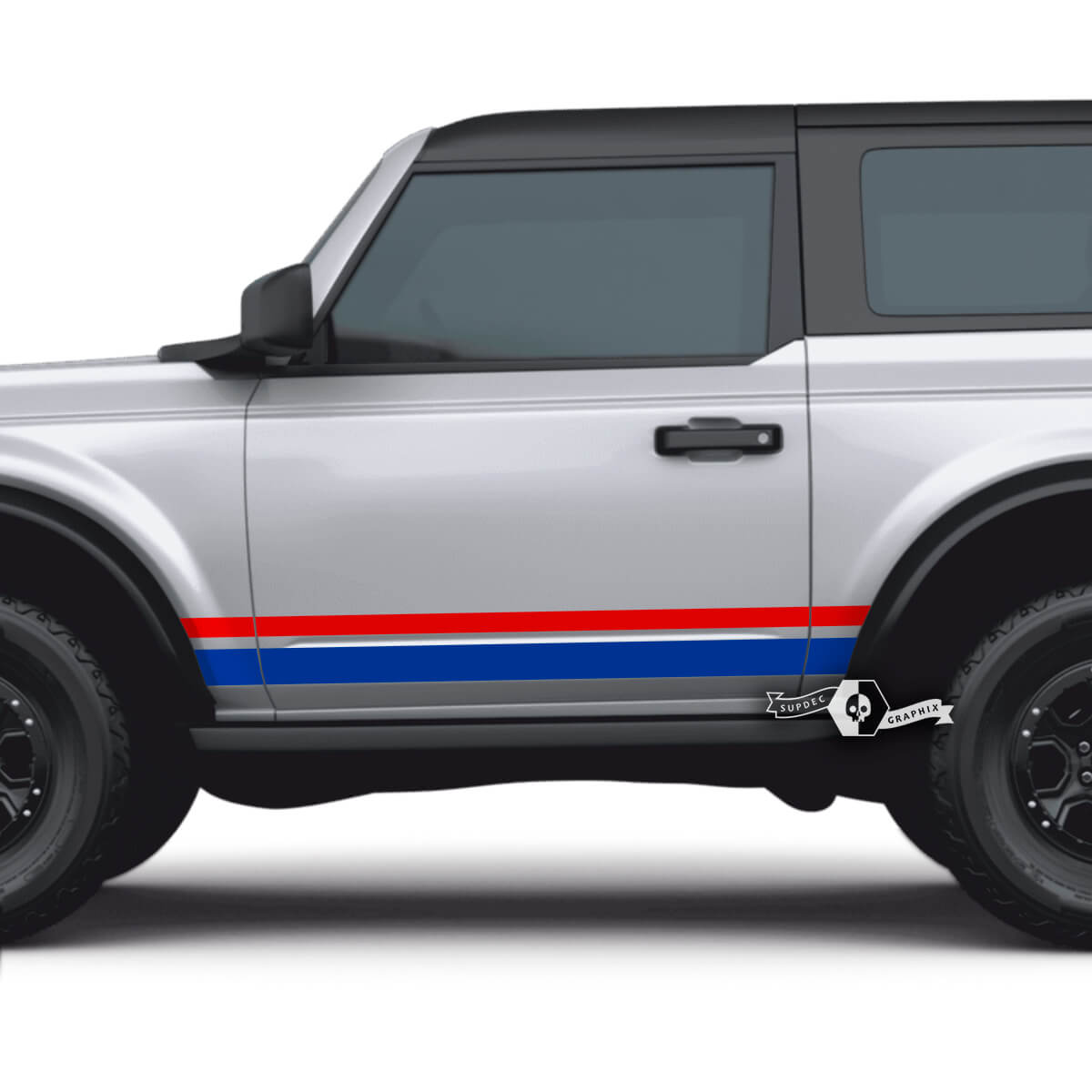 Paire d'autocollants latéraux Ford Bronco 2 portes pour Ford Bronco 2 couleurs
