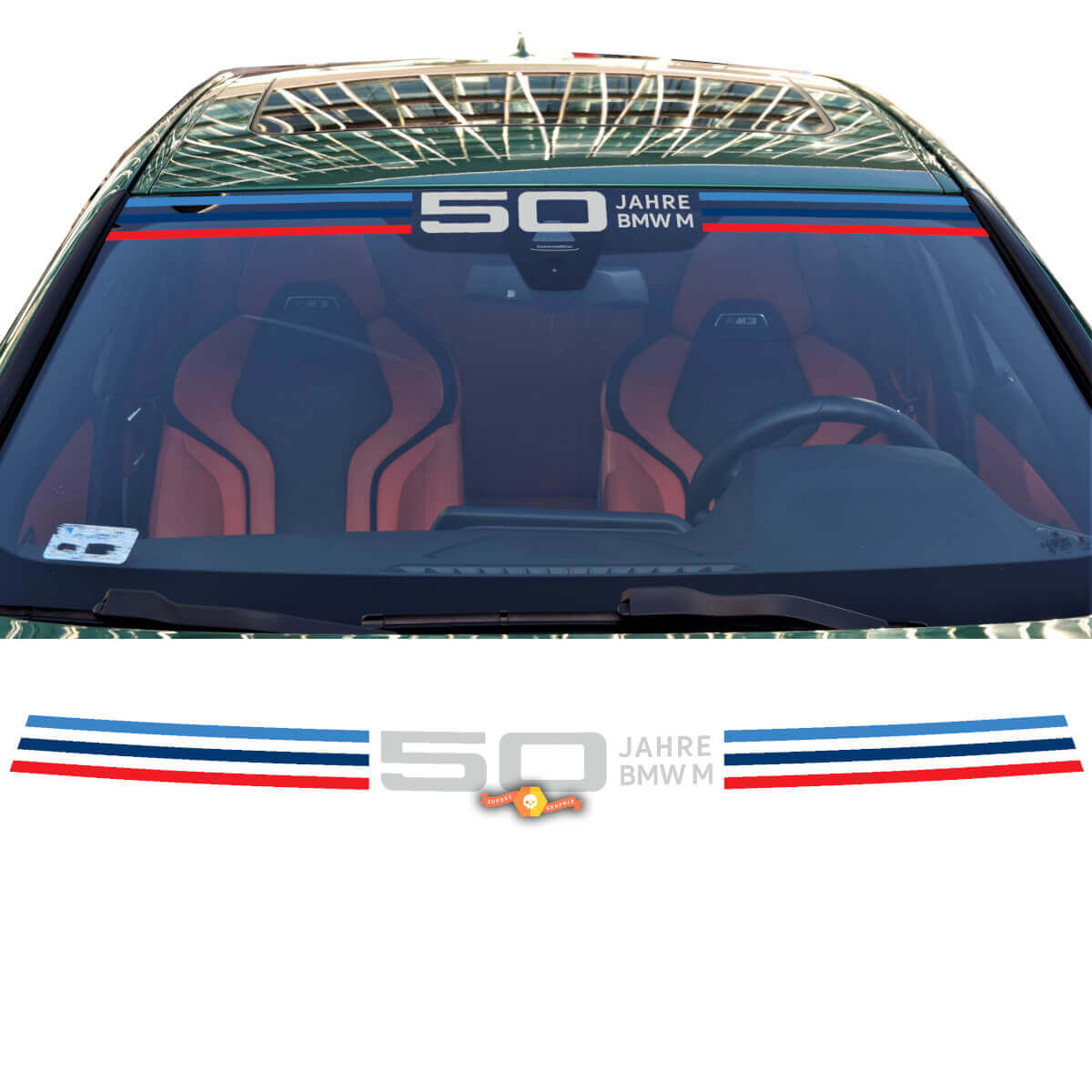 Autocollant en vinyle bandes pare-brise Style BMW M 50 ans pour BMW Série G