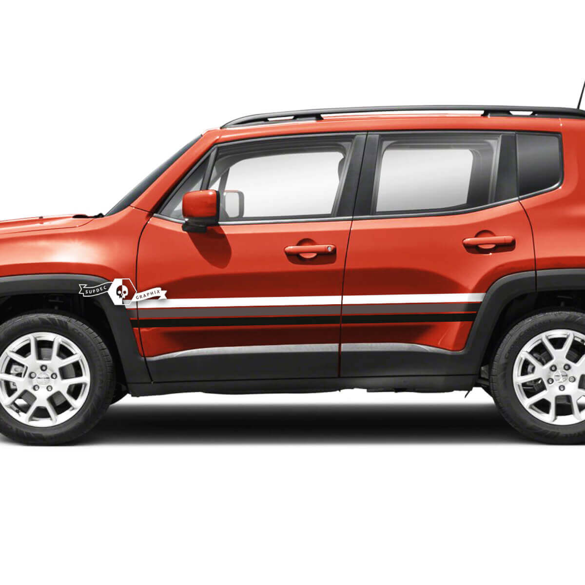 Jeep Renegade Doors Stripe Graphic Vinyl Autocollant Autocollant Côté 3 Couleurs
