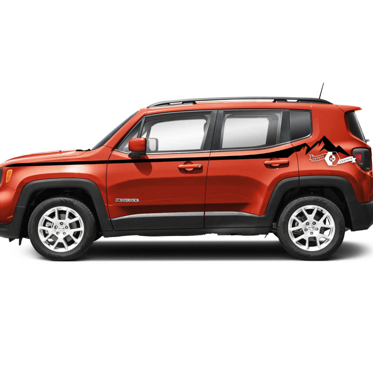 Paire Jeep Renegade Fender Mountain Doors Arrière Side Stripe Graphic Vinyl Decal Autocollant
