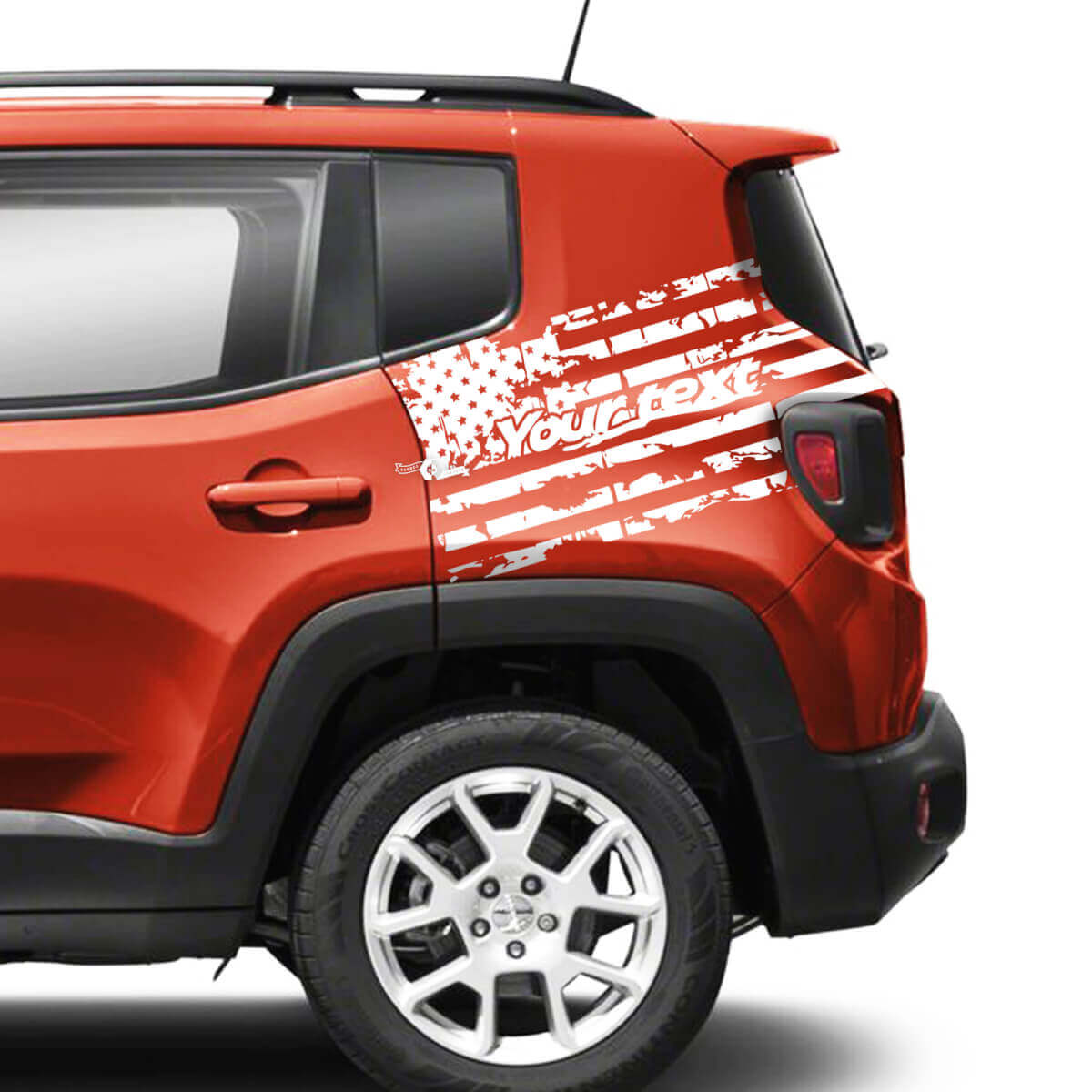 Paire Jeep Renegade Garde-boue arrière Drapeau USA Détruit Graphique Vinyle Autocollant Mono Dégradé
