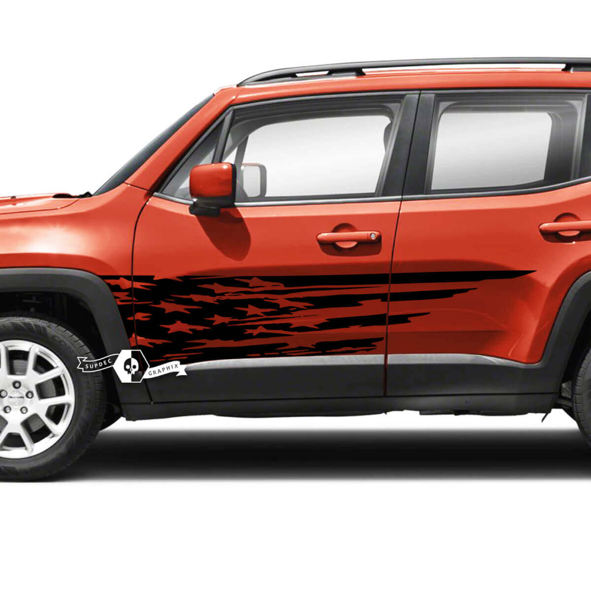 Paire Jeep Renegade Doors USA Flag Destroyed Graphic Vinyl Autocollant autocollant
