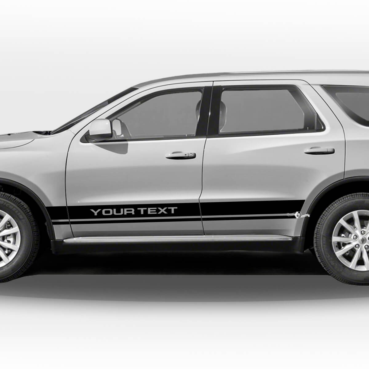 Ensemble d'autocollants vinyle à rayures latérales droites jumelées pour Dodge Durango