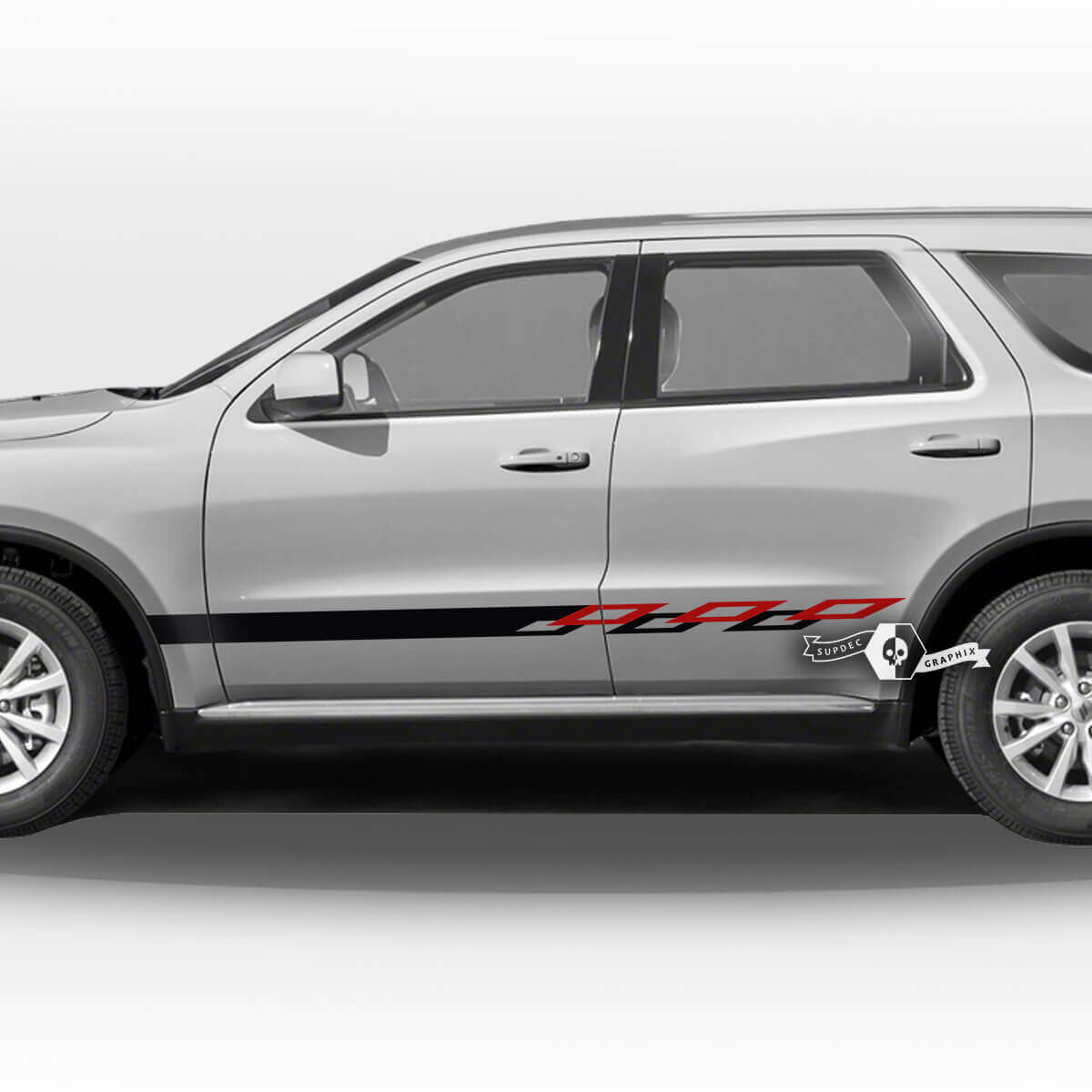 Paire Dodge Durango Portes Latérales Bascule Panneau Garniture Damier Drapeau Rayures Autocollant Vinyle Autocollants 2 Couleurs
