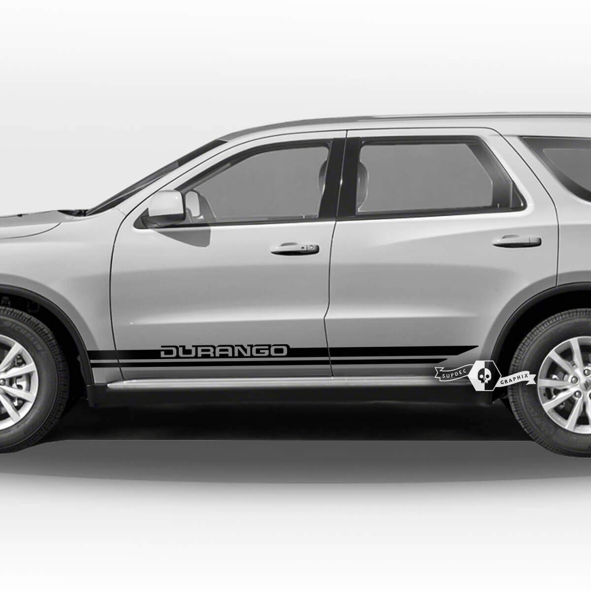 Paire Dodge Durango Portes latérales Panneau à bascule Garniture Logo Rayures Autocollants en vinyle
