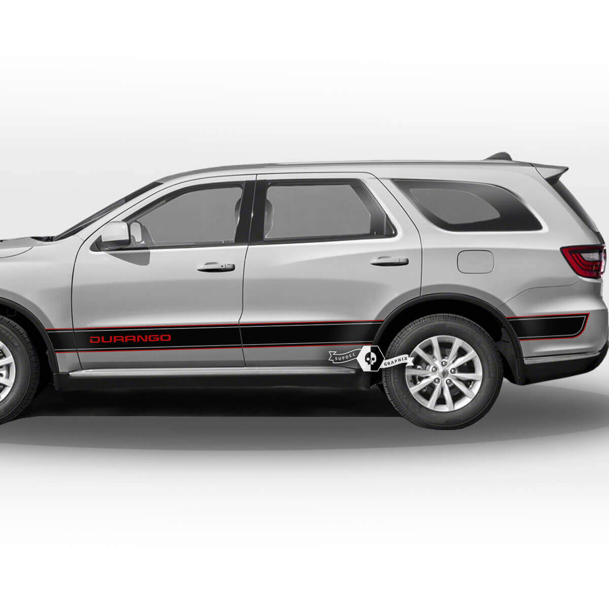 Paire Dodge Durango Portes Latérales Bascule Panneau Garniture Damier Drapeau Rayures Autocollant Vinyle Autocollants 2 Couleurs
