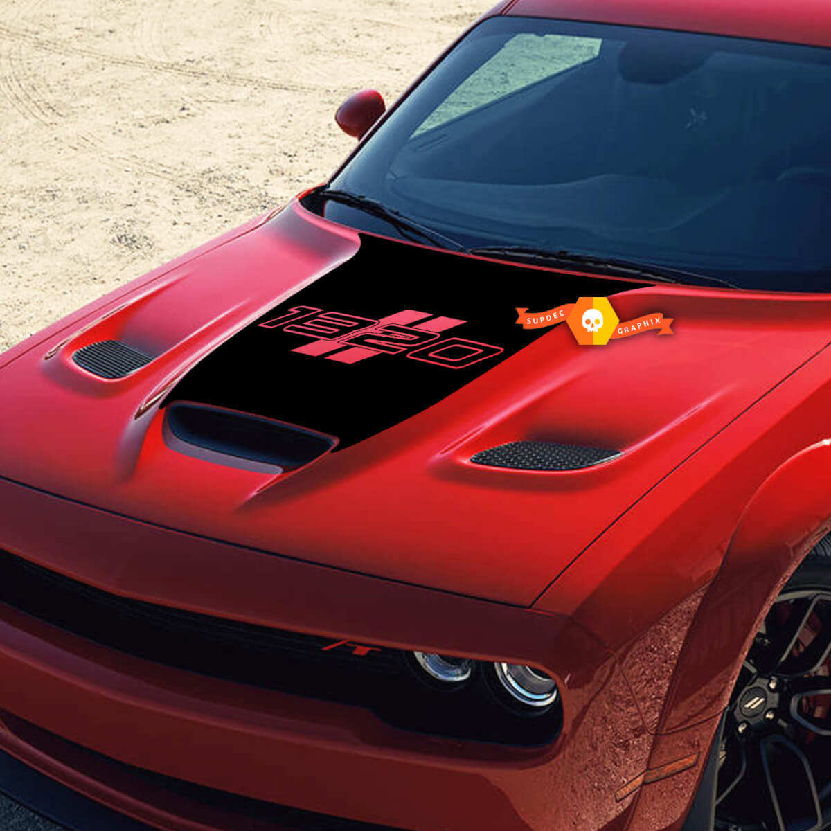 Capot Dodge 1320 Challenger R/T Scat Pack 1320 Hemi Vinyl Racing Autocollant autocollant
