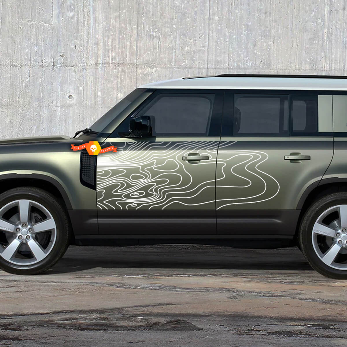 Paire de décalcomanies de carte topographique Land Rover Defender 110 portes, autocollant en vinyle pour Land Rover Defender 110
