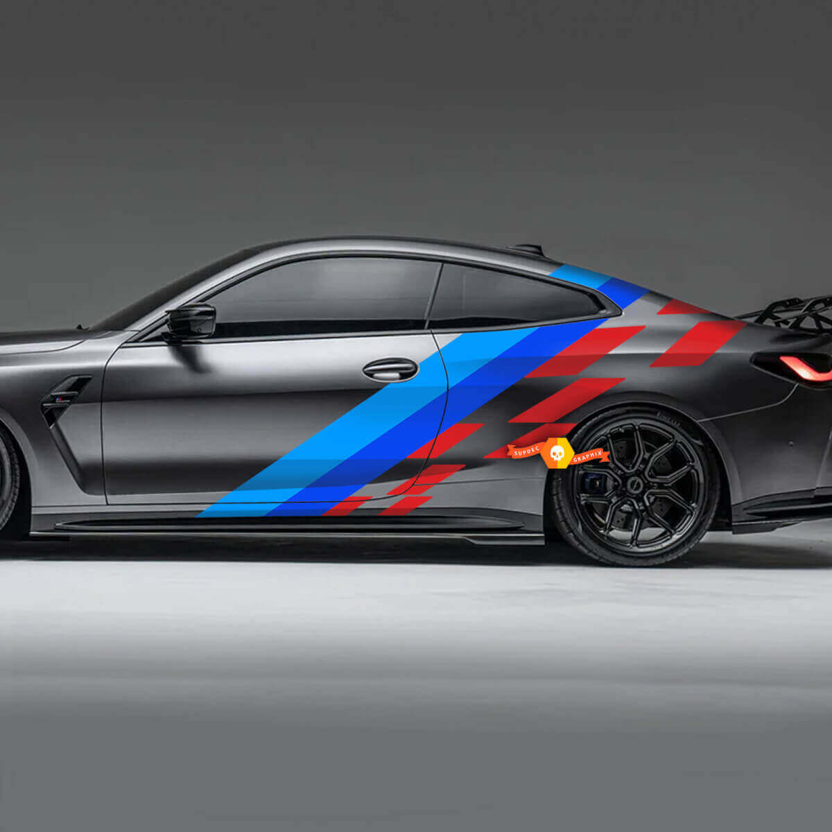 Autocollant latéral en vinyle à rayures de couleurs M pour portes arrière, autocollant adapté à BMW F36 F32 F30 F80 F82 G30 G20 G80 G82, etc.
