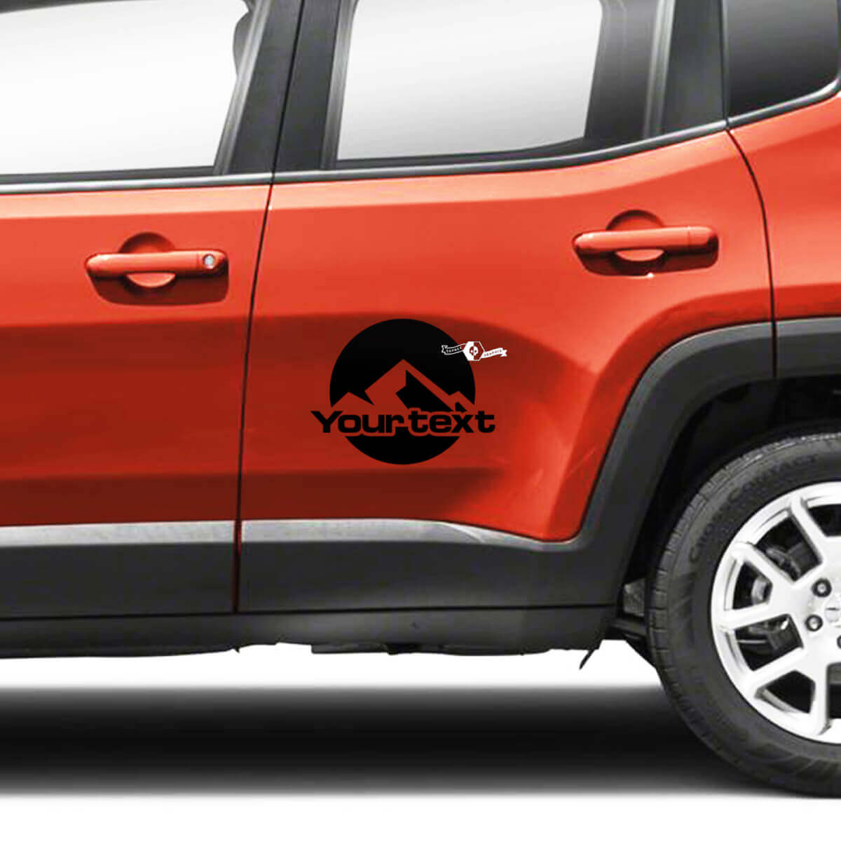 Paire Jeep Renegade Portes Côté Montagnes Graphique Logo Vinyle Autocollant Autocollant Rayure
