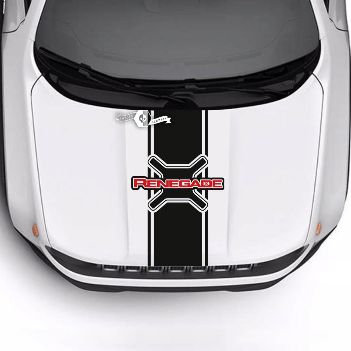 Jeep Renegade Trailhawk Sport Hood Logo Stripe Vinyl Decal Autocollant 2 Couleurs
