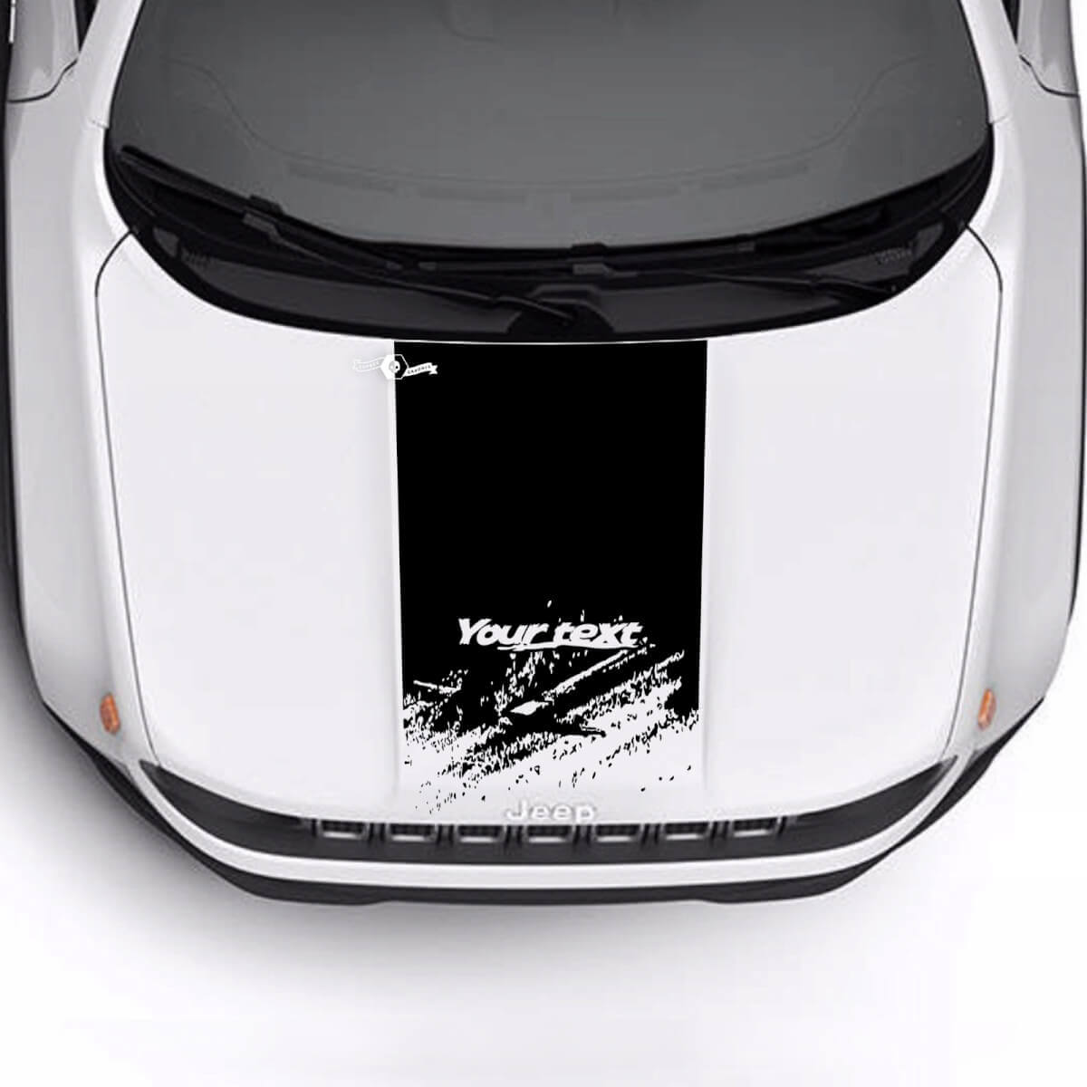 Autocollant Vinyle Bande Logo Capot Personnalisé Endommagé Battu pour Jeep Renegade Trailhawk