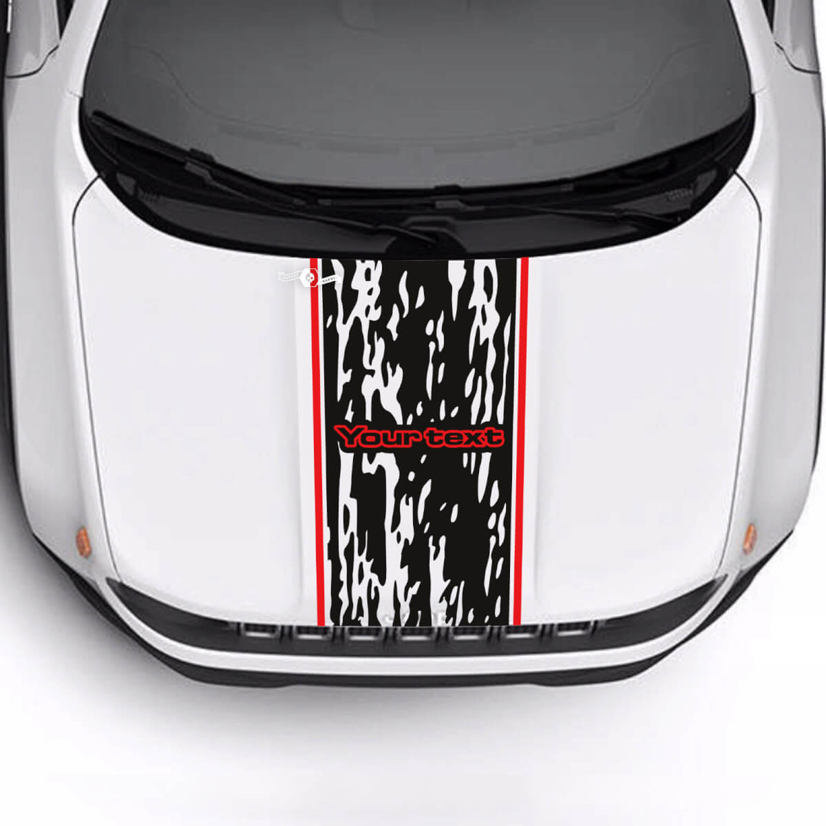 Texte personnalisé bande de finition de capot battue détruite autocollant vinyle 2 couleurs pour Jeep Renegade Trailhawk