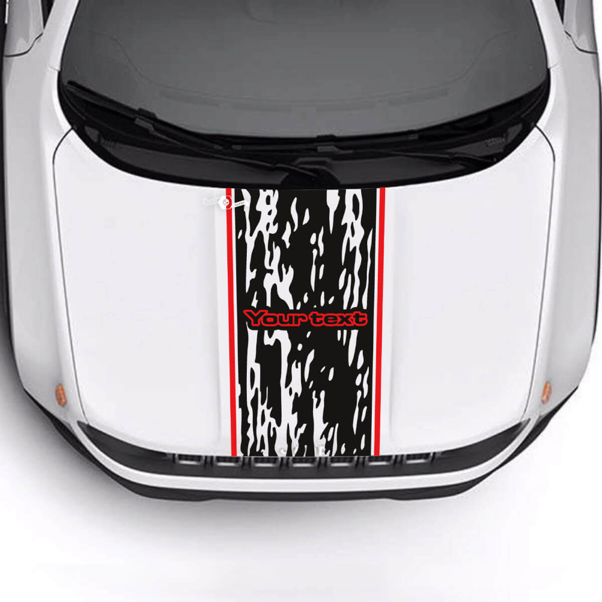Texte personnalisé bande de finition de capot battue détruite autocollant vinyle 2 couleurs pour Jeep Renegade Trailhawk