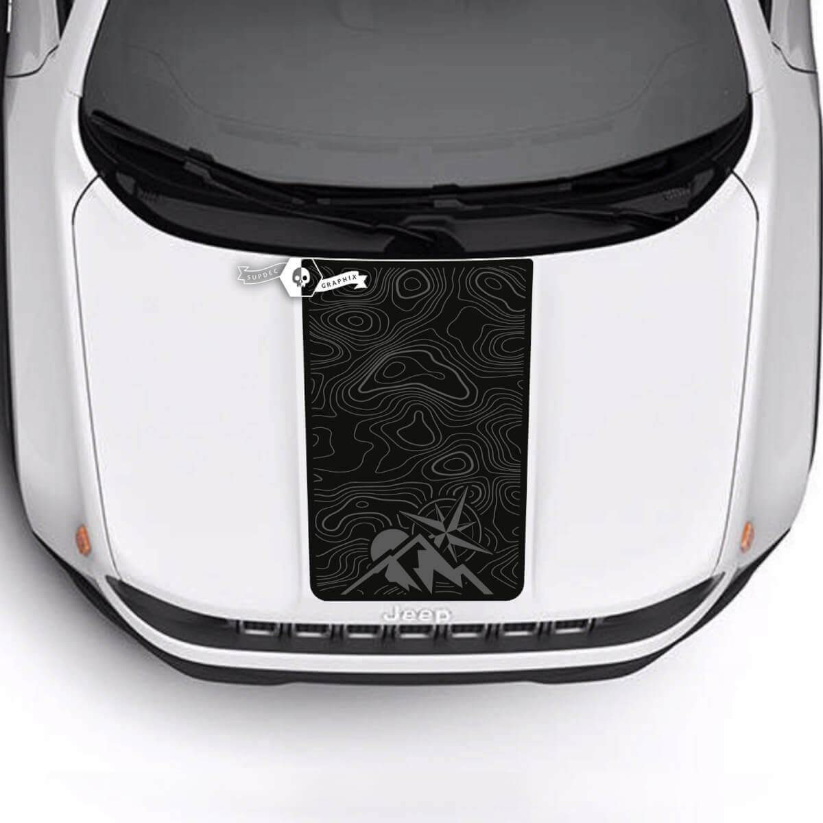 Jeep Renegade Trailhawk Sport Mountains Carte topographique Hood Stripe Vinyl Decal Sticker
