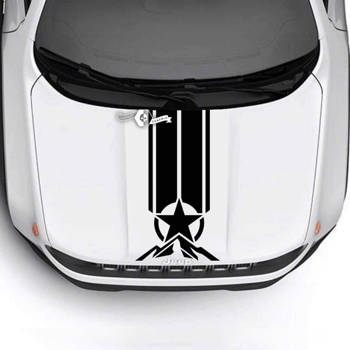 Jeep Renegade Trailhawk Sport Hood Militaire Star Stripe Trim Vinyl Decal Autocollant
